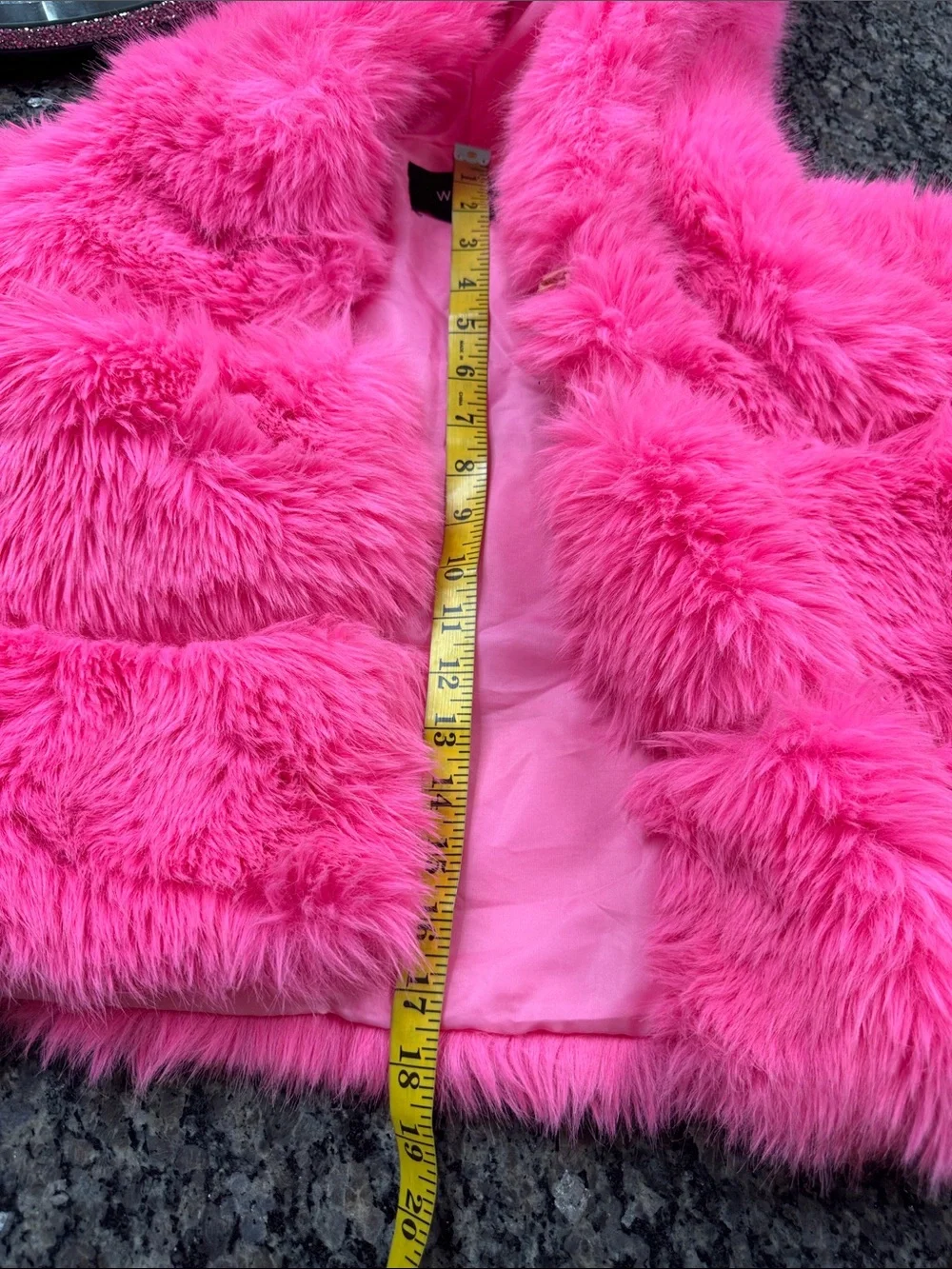 Wowo Hot Pink Faux Fur Hooded cropped teddy Jacket Small